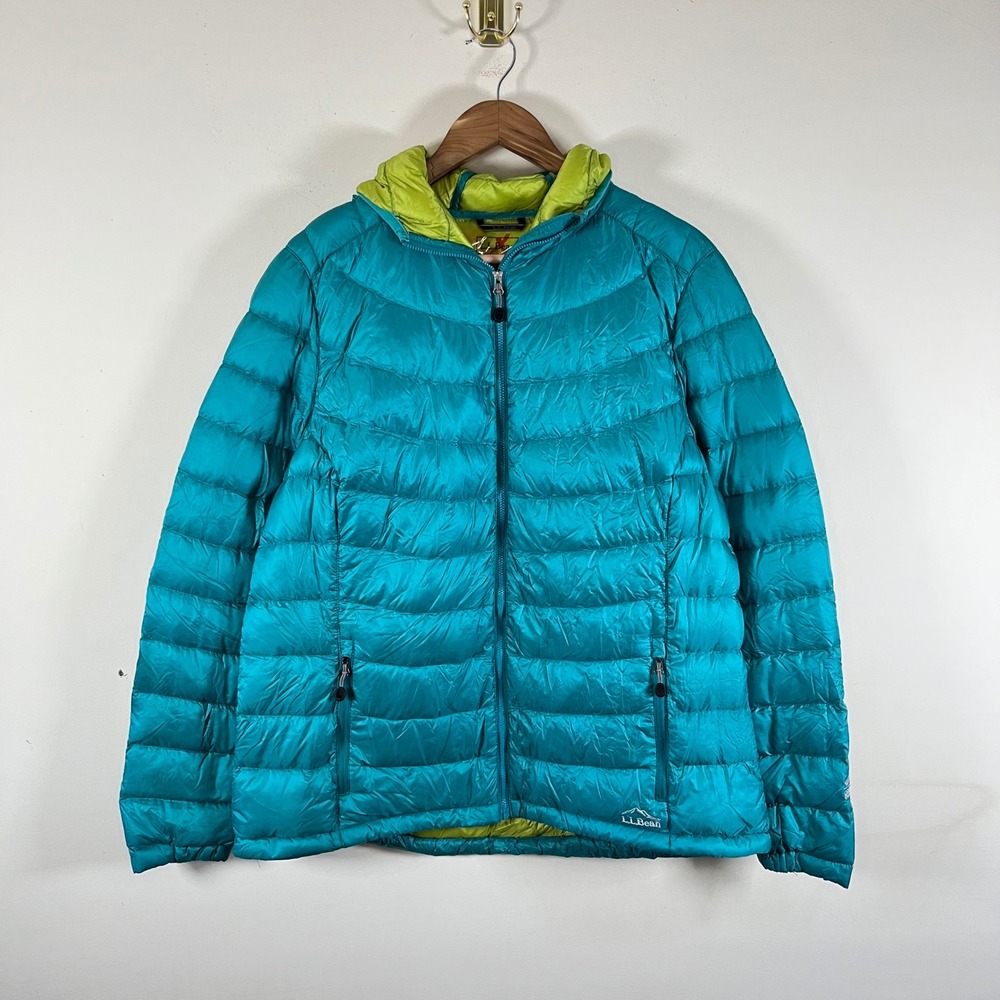 L.L. Bean Ultralight 850 Goose Down Downtek Pertex Puffer Jacket Teal Green XL